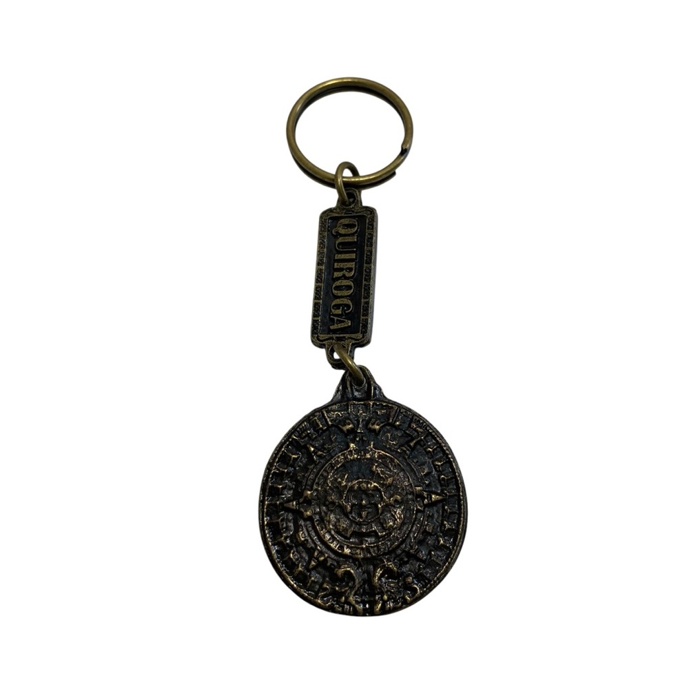 Aztec Mayan Native Brass Keychain Llavero Western Rodeo Cowboy Vaquero Southwest